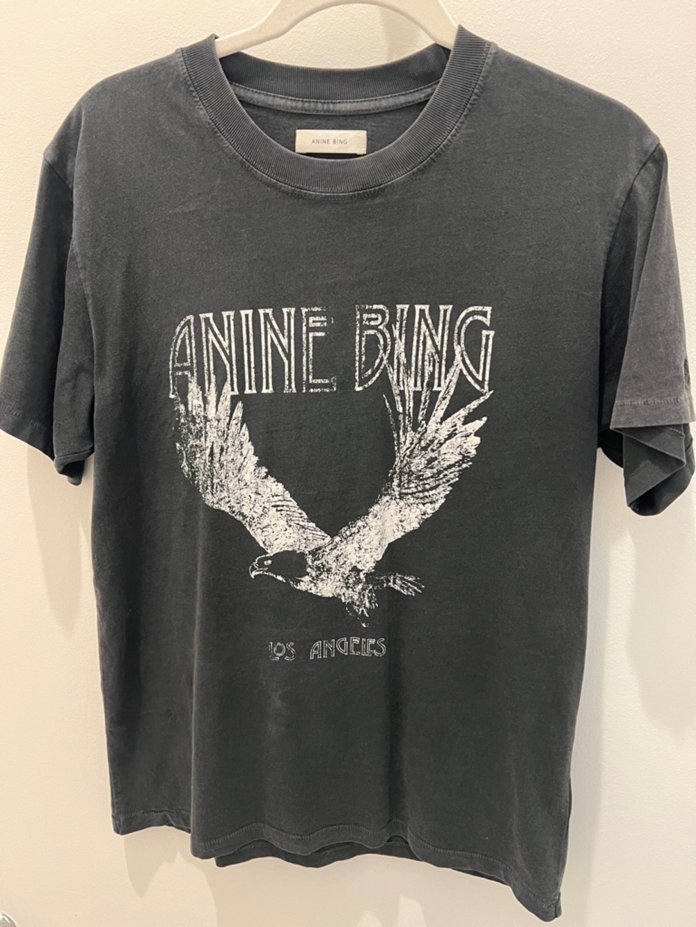Anine Bing Black Vintage Eagle Graphic Tee